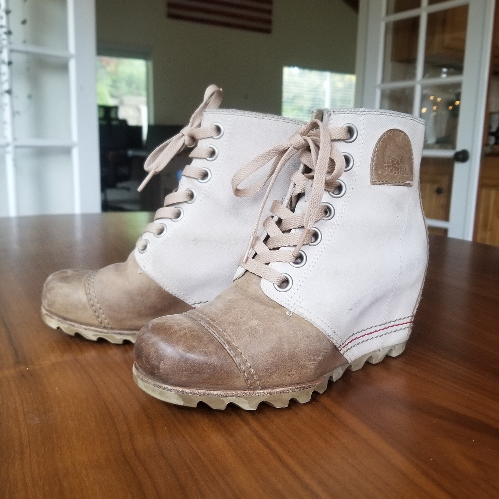 Brown and Tan Sorel Wedges Waterproof